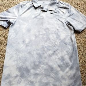 Nike Dri-fit Golf Polo Boys Size M Tie Dye Grey